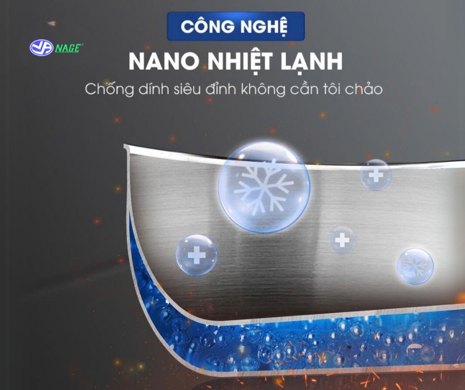 Nage công nghệ nano nhiệt lạnh, chống dính tự thân cho chảo inox