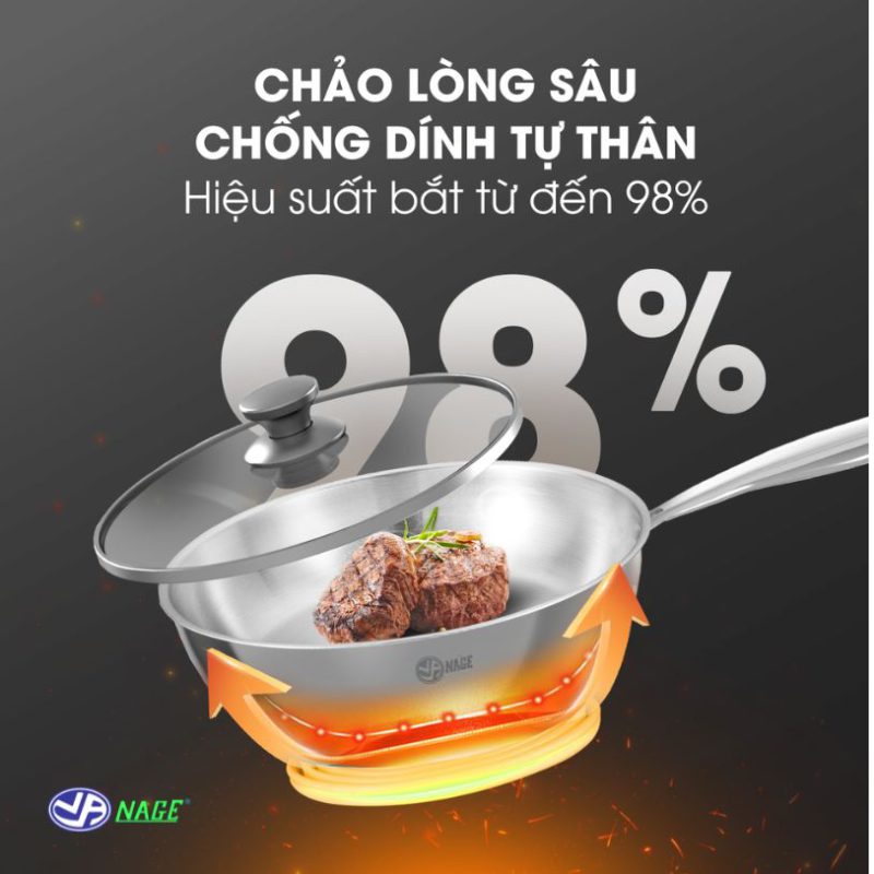 Chảo inox 3 lớp nano Nage