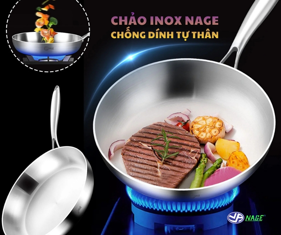 Chảo inox chống dính tự nhiên an toàn cho sức khỏe