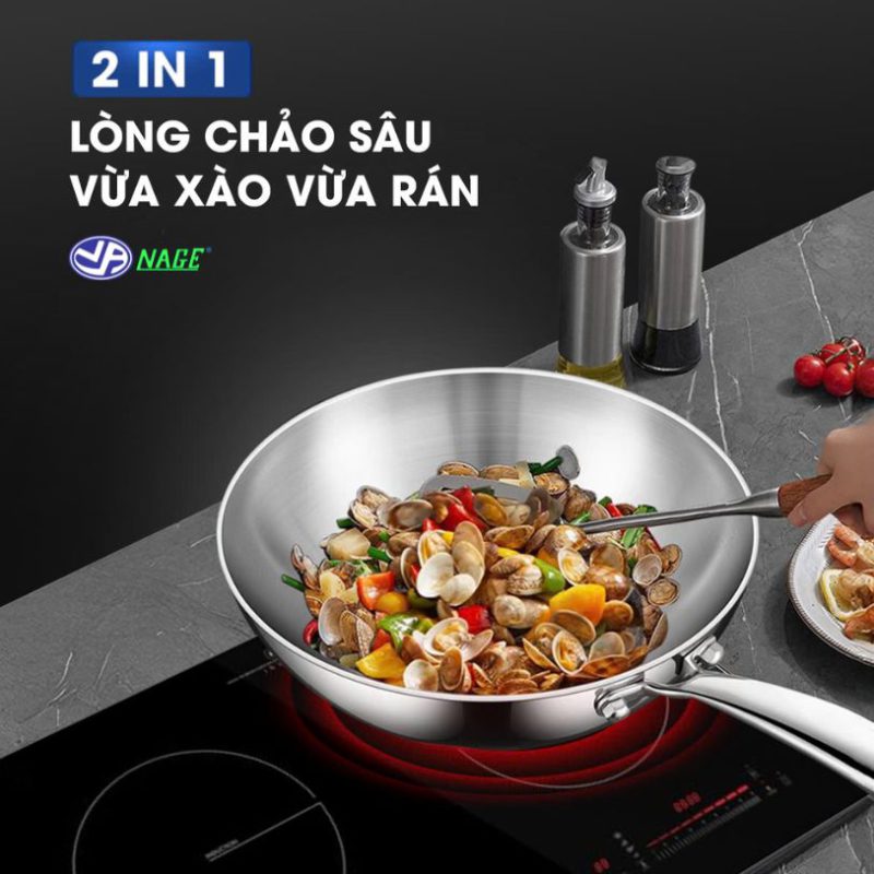 Chảo inox liền khối 3 lớp Nage