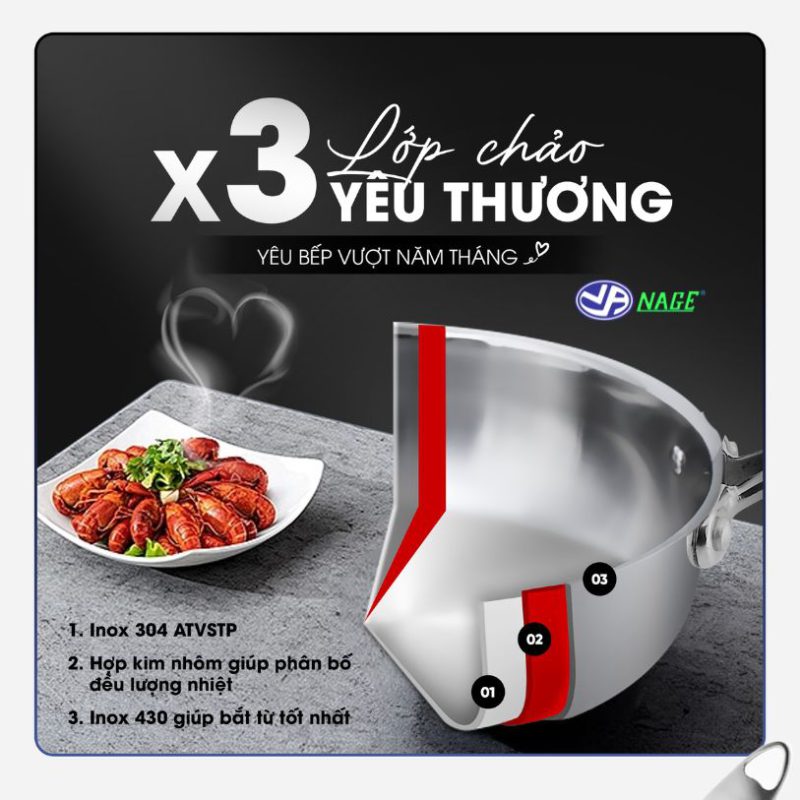 Chảo liền khối 3 lớp Nage