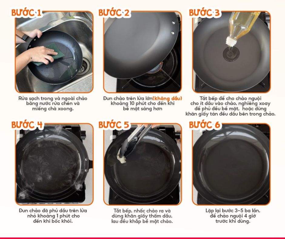 Chảo thép chống dính phù hợp cho bếp từ.